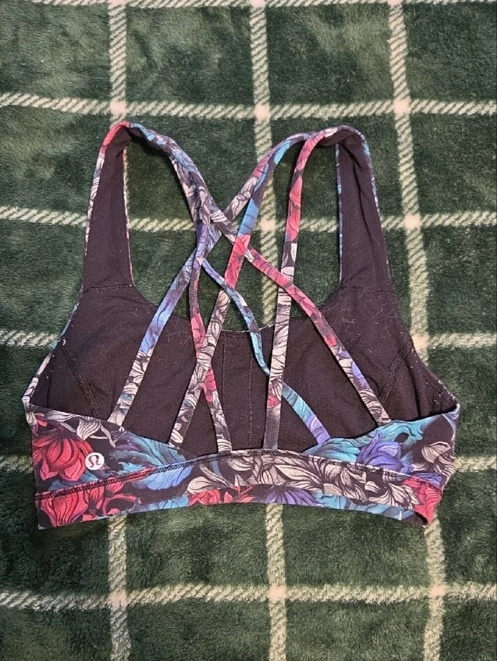 Lululemon Floral Crisscross Sports Bra Pink & Blue Size 4
